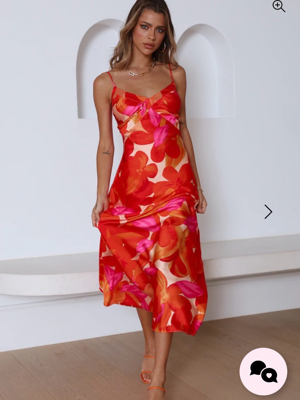 Hello Molly Coral-Orange Strappy Women’s Dress